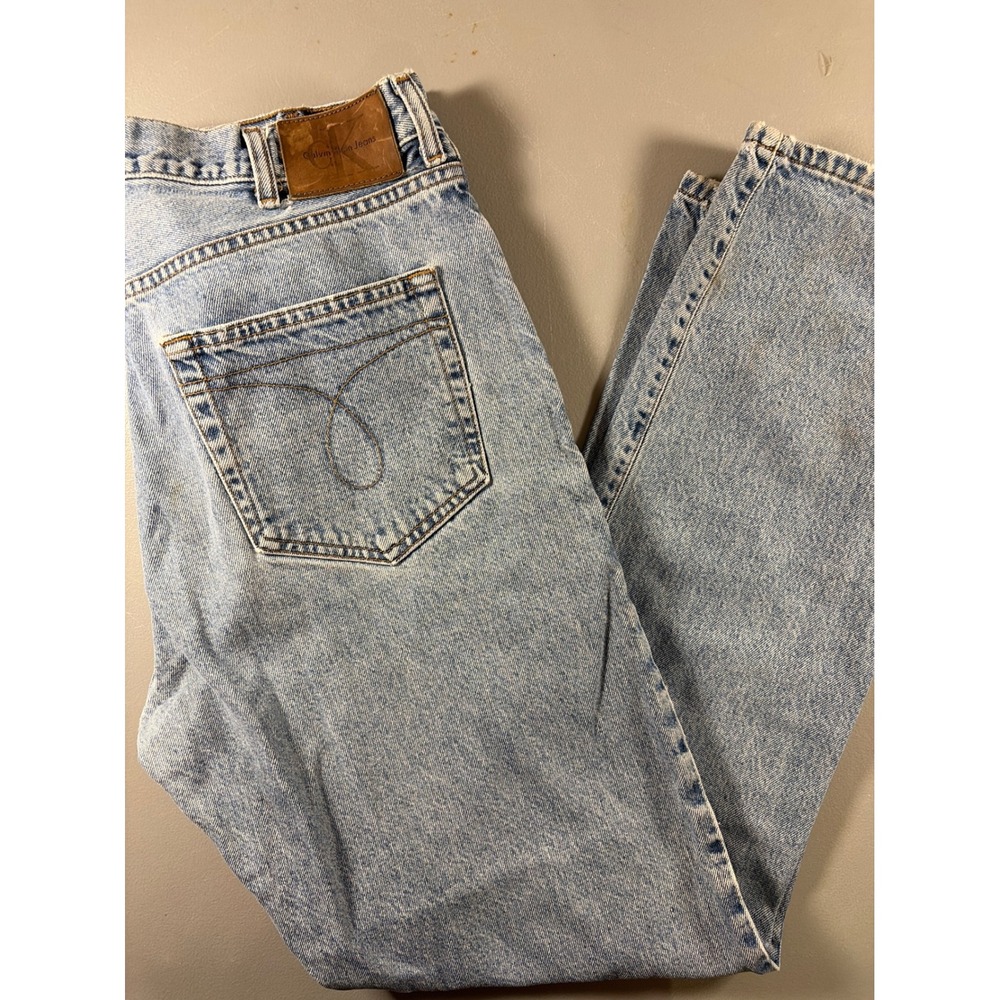 Calvin Klein Jeans Mens 36x34 Light Wash Blue Relaxed Fit Button Fly Cotton USA